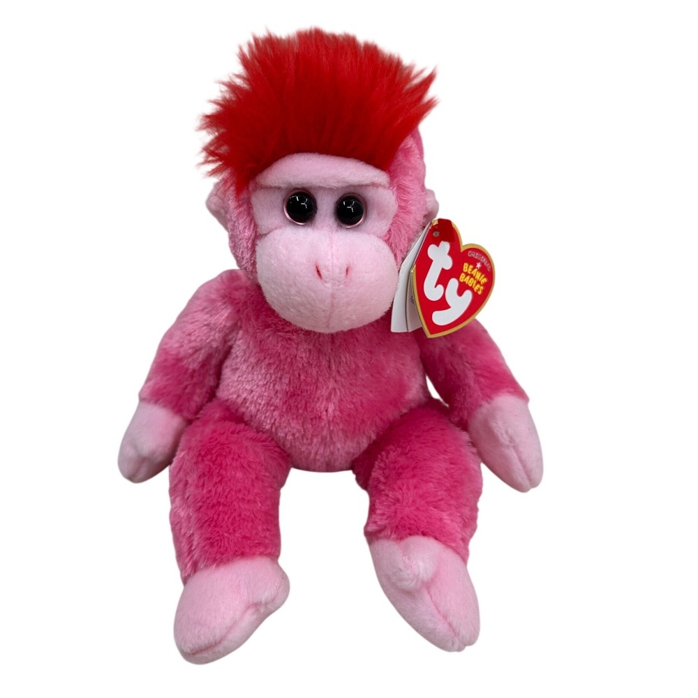 Ty Beanie Babies Charmer Gorilla Pink Red Plush Stuffed Animal Toy Kids Lovey